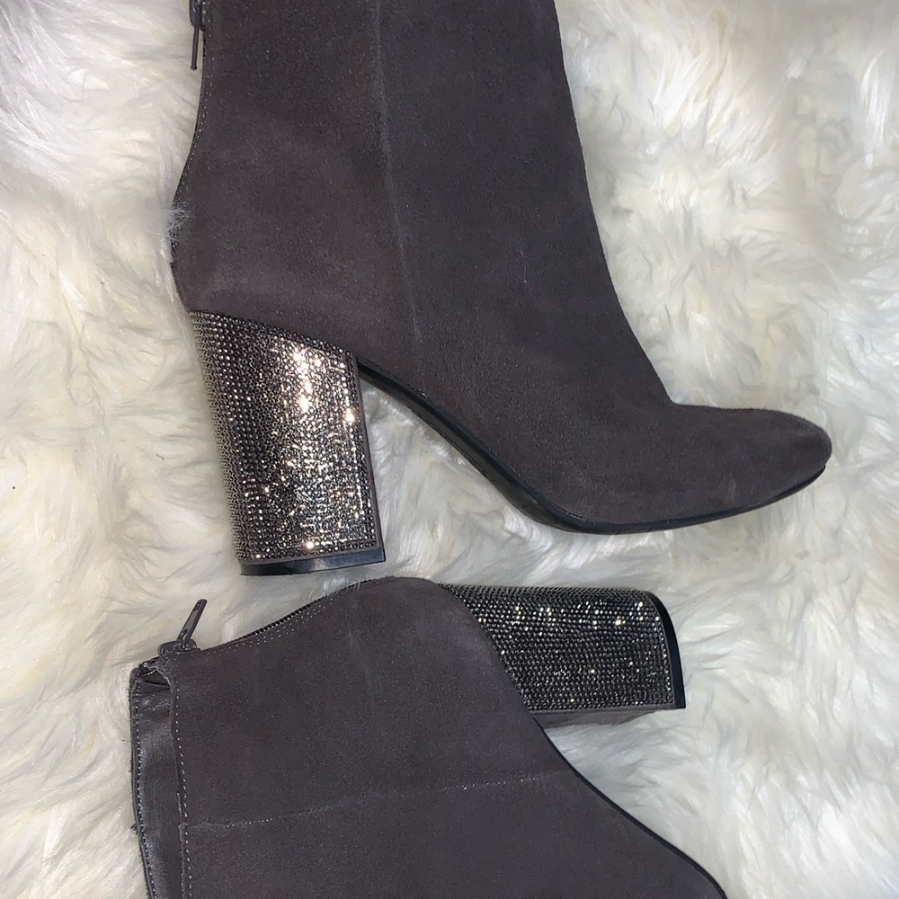 Grey suede booties